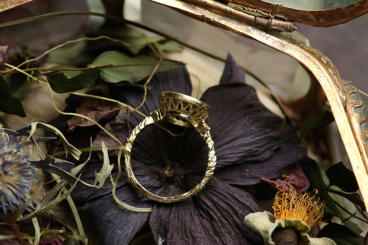The Camelot Ring in Green Sapphire