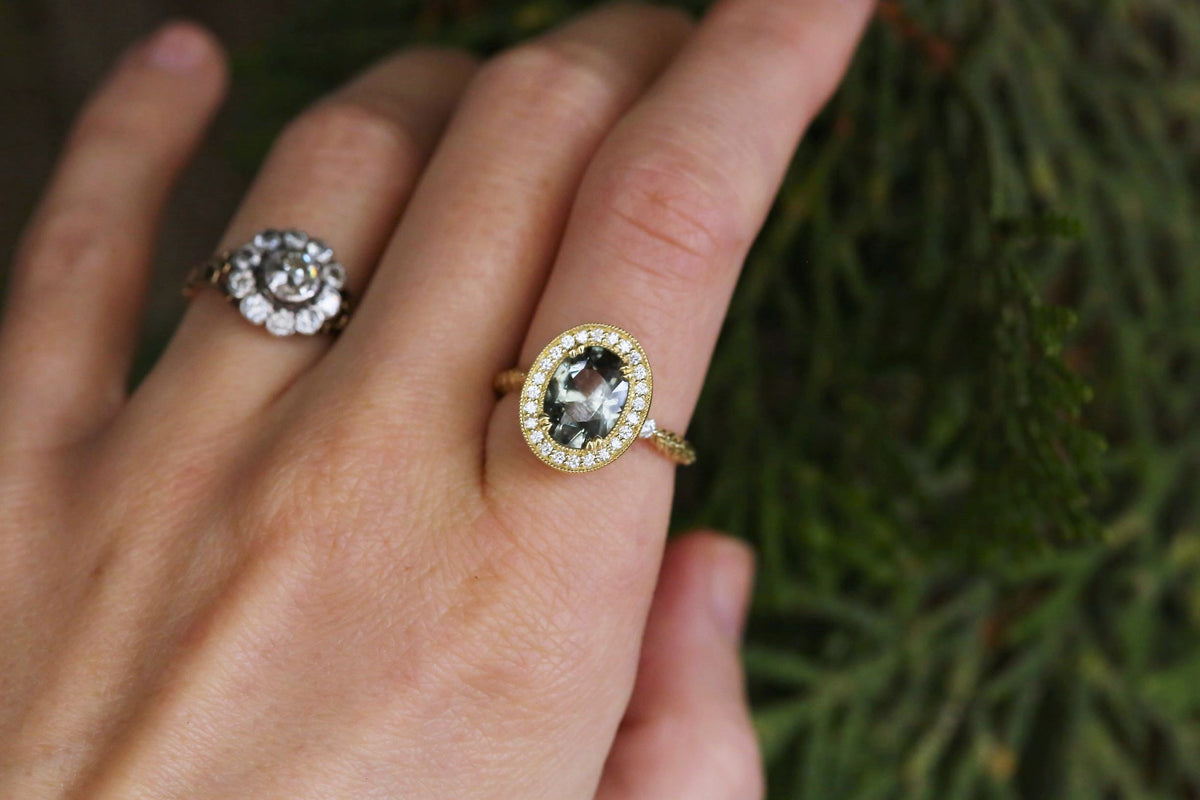 The Camelot Ring in Green Sapphire