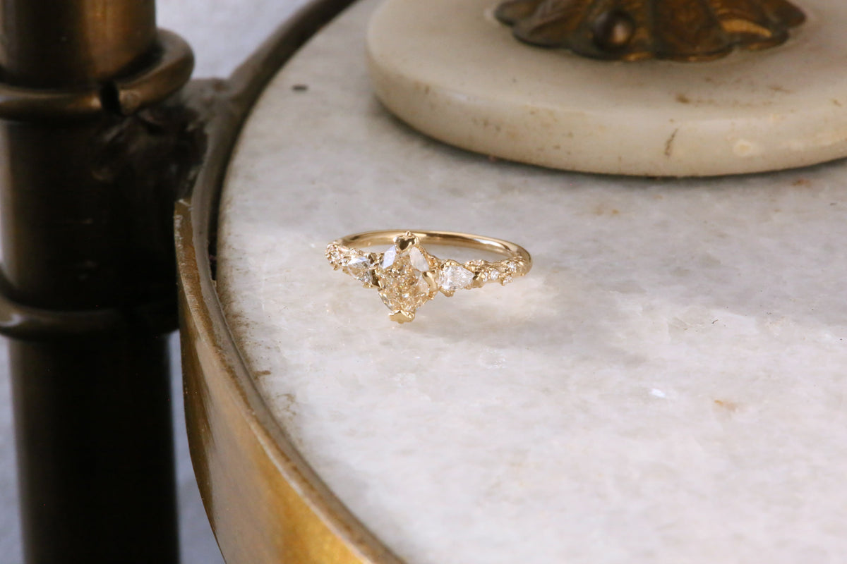 The Belladonna En Trois Ring in Natural Diamond