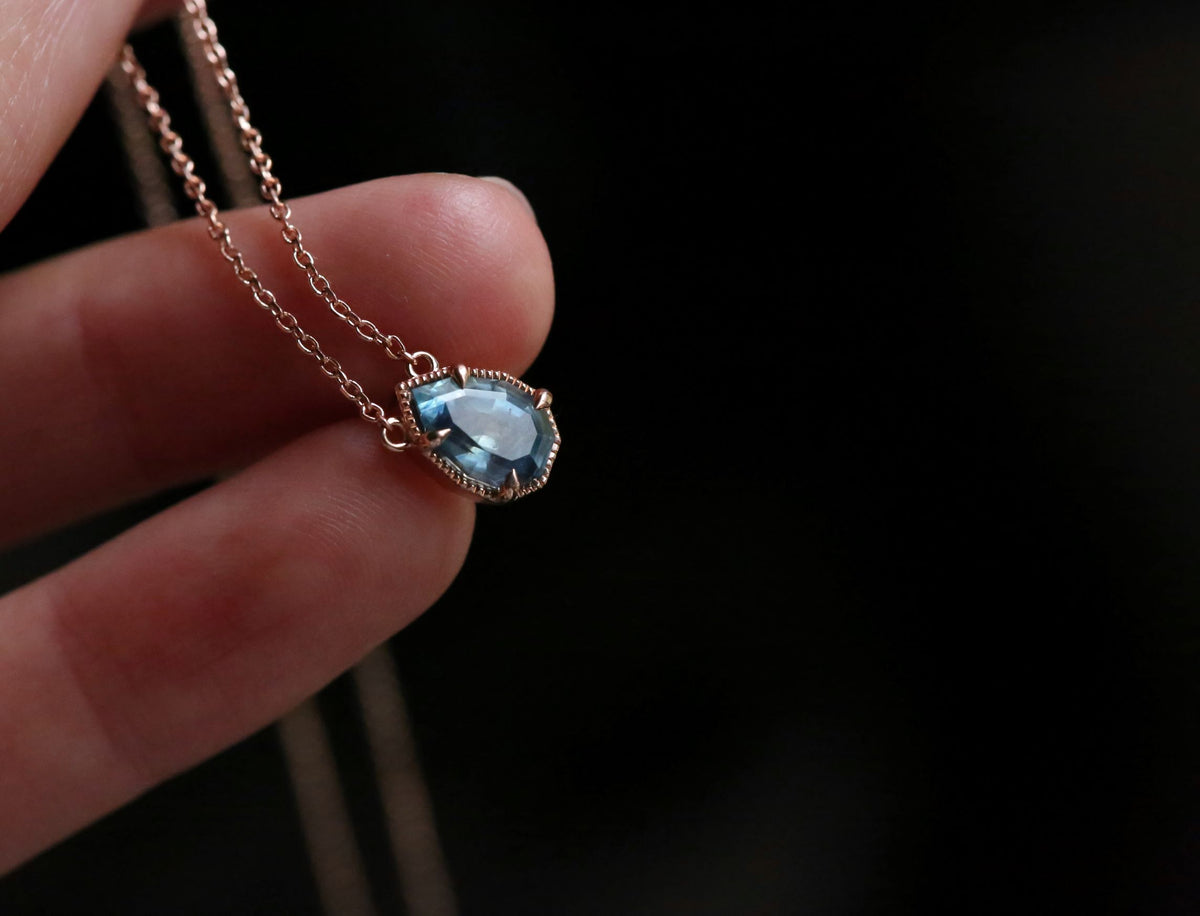 The Token Necklace in Montana Sapphire