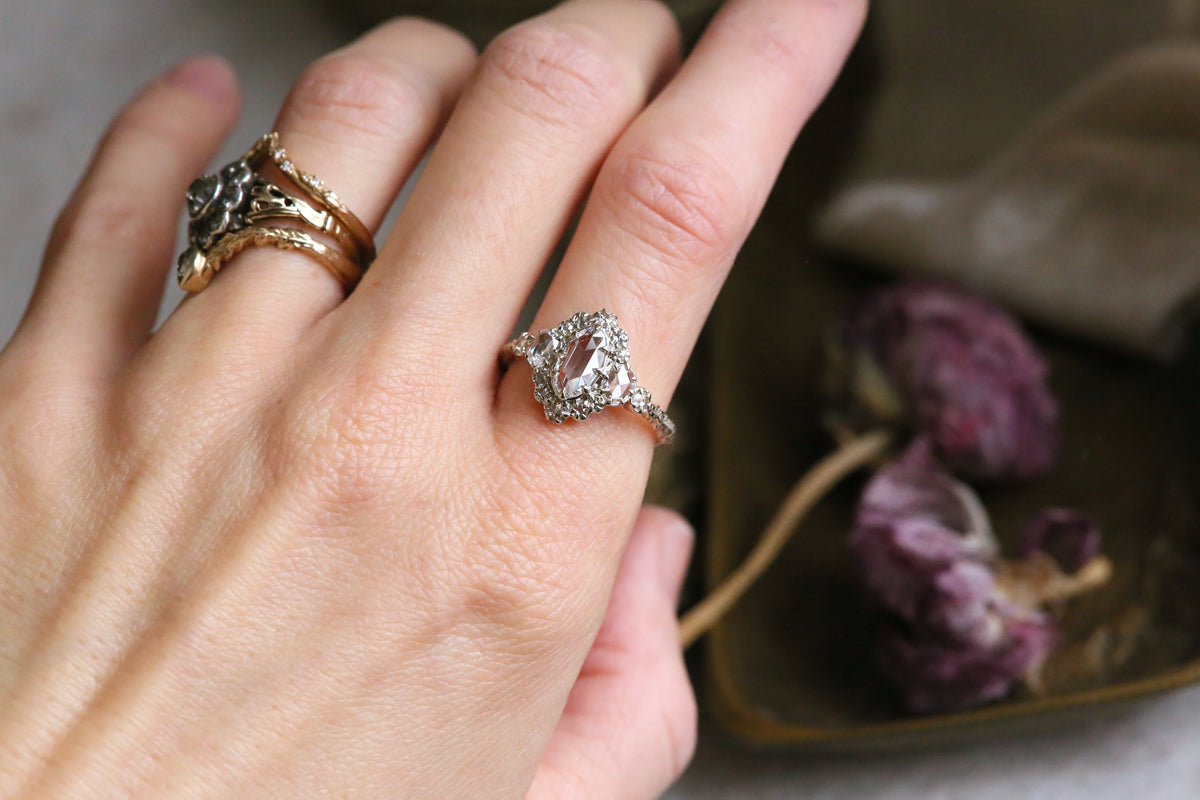 The Scrying Mirror Ring in Natural Rose Cut Diamonds