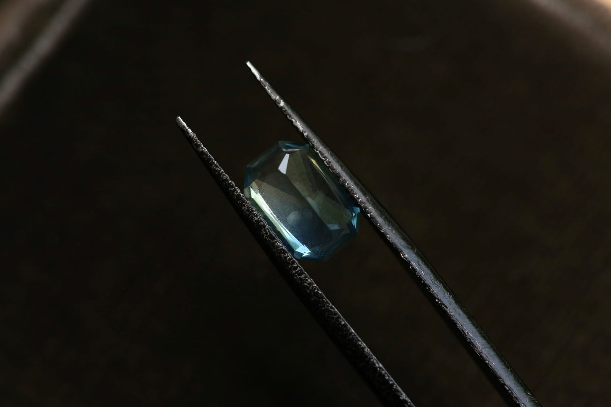 ON HOLD RESERVED 2.54 carats Radiant Cut Seafoam Teal Sapphire